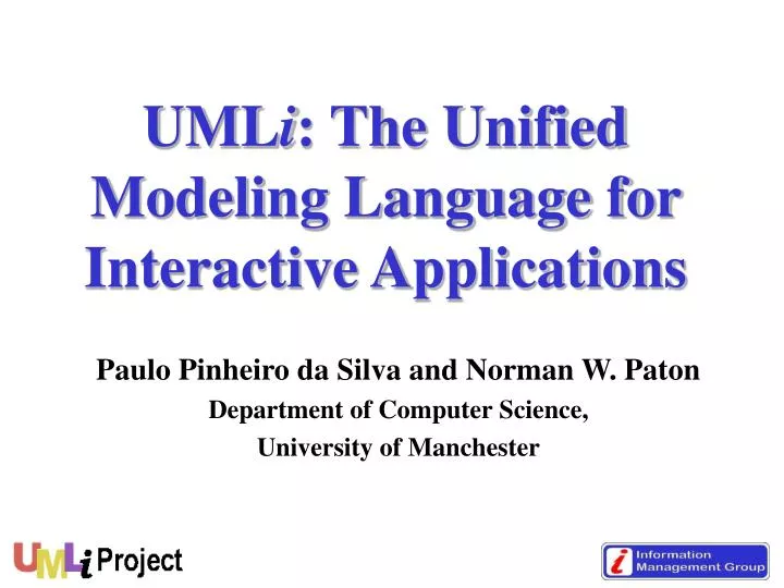 uml i the unified modeling language for interactive applications