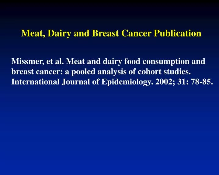meat dairy and breast cancer publication