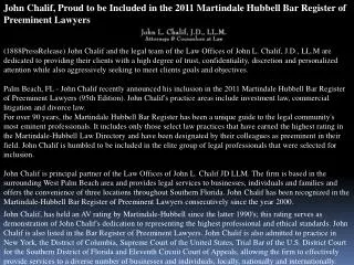 john chalif, proud to be included in the 2011 martindale hub