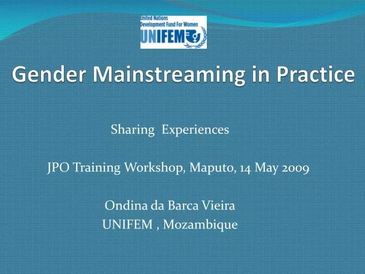 gender mainstreaming in practice