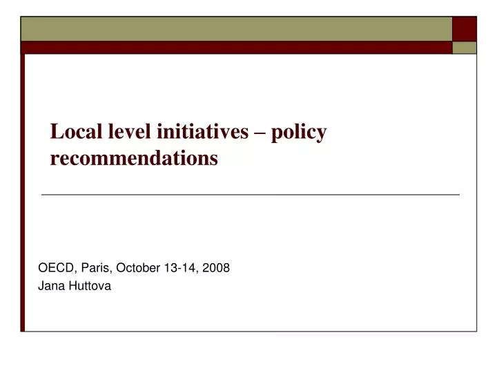 local level initiatives policy recommendations