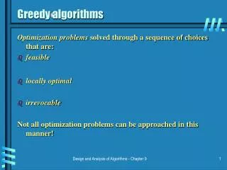 Greedy algorithms