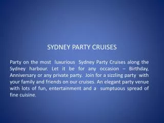 sydney party cruises