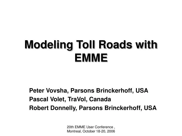 modeling toll roads with emme