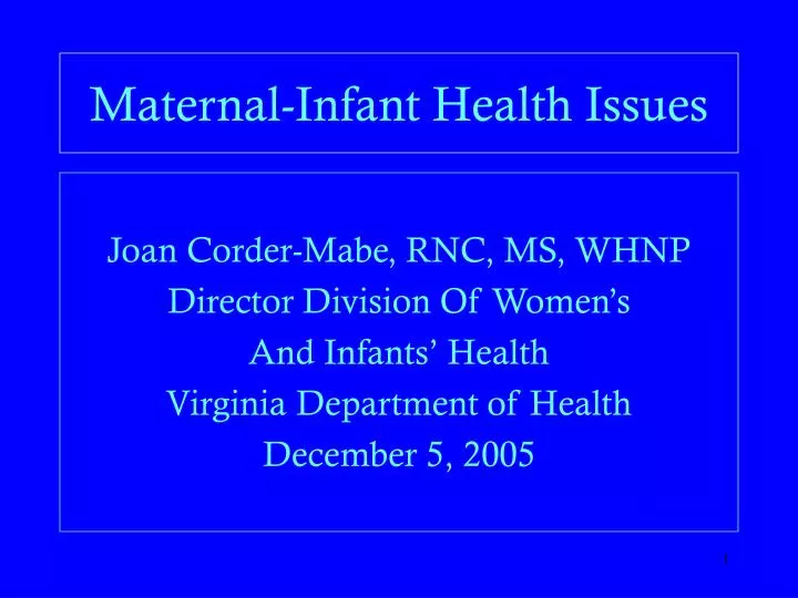maternal infant health issues
