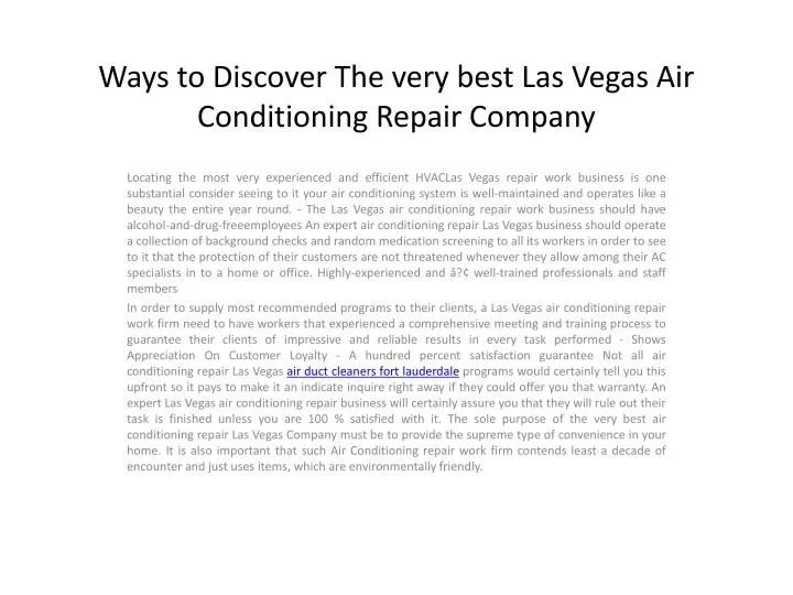 ways to discover the very best las vegas air conditioning repair company