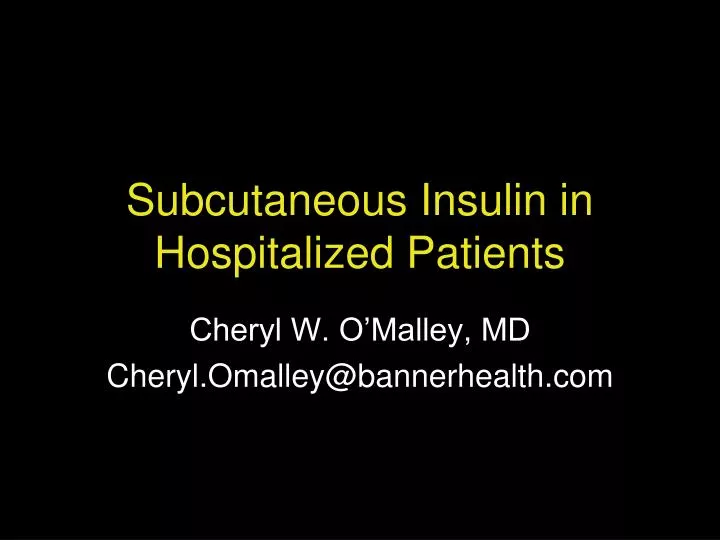 subcutaneous insulin in hospitalized patients