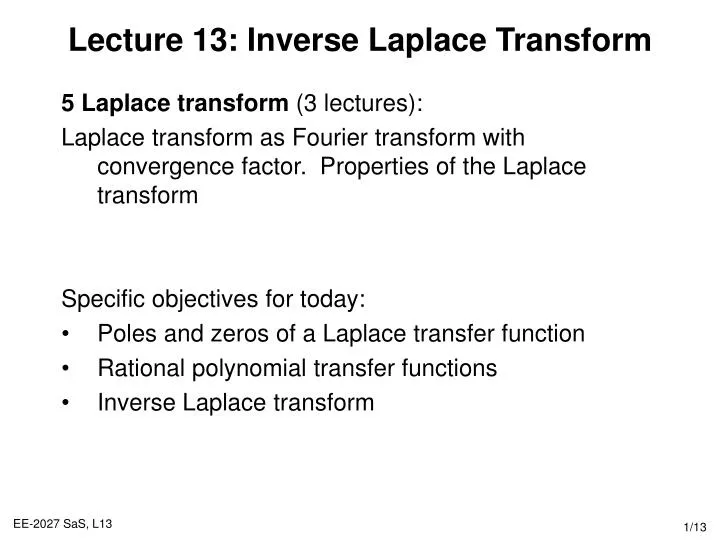 lecture 13 inverse laplace transform