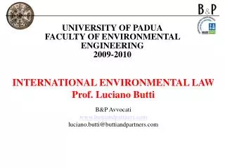 UNIVERSITY OF PADUA FACULTY OF ENVIRONMENTAL ENGINEERING 2009-2010