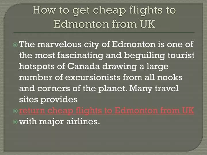 how to get cheap flights to edmonton from uk