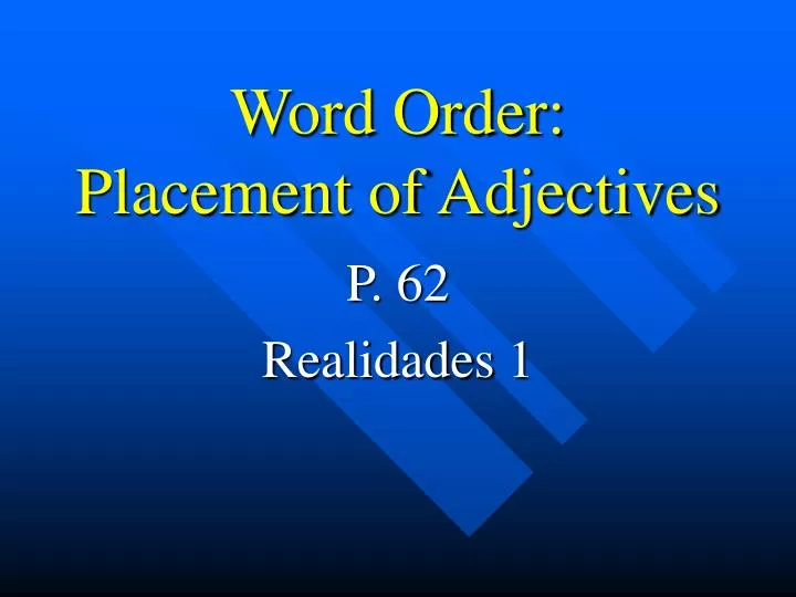 word order placement of adjectives