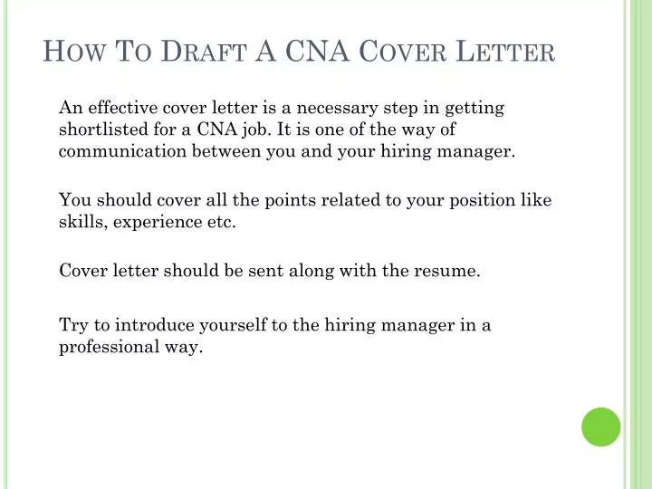 how to draft a cna cover letter