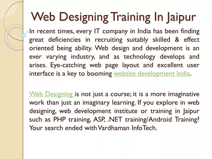 web designing training in jaipur