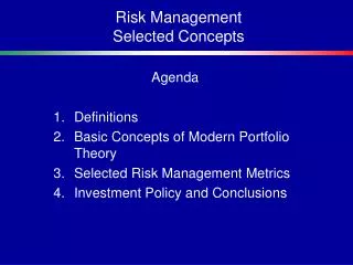 Risk Management Selected Concepts