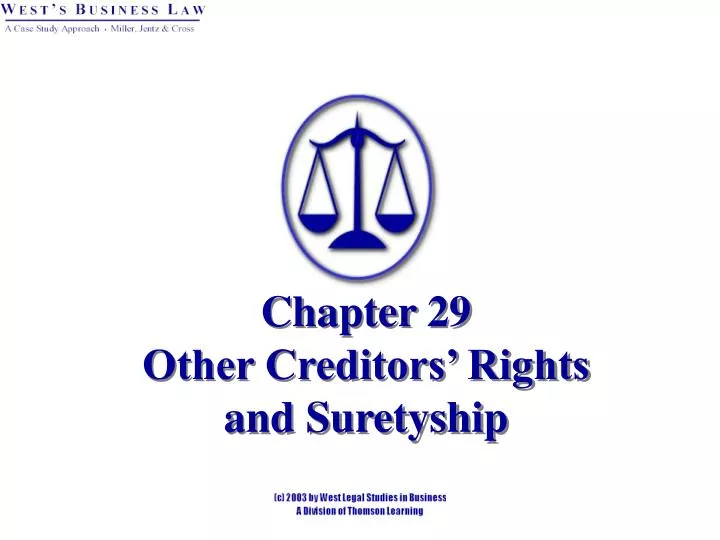 chapter 29 other creditors rights and suretyship