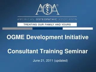 OGME Development Initiative Consultant Training Seminar