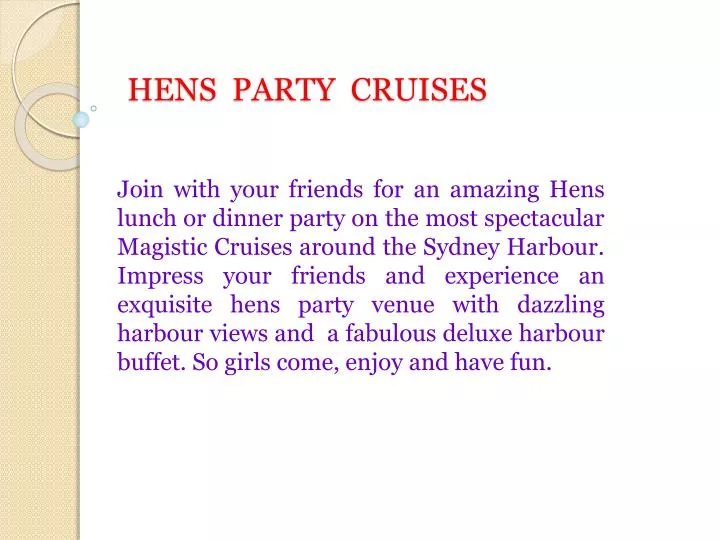 hens party cruises