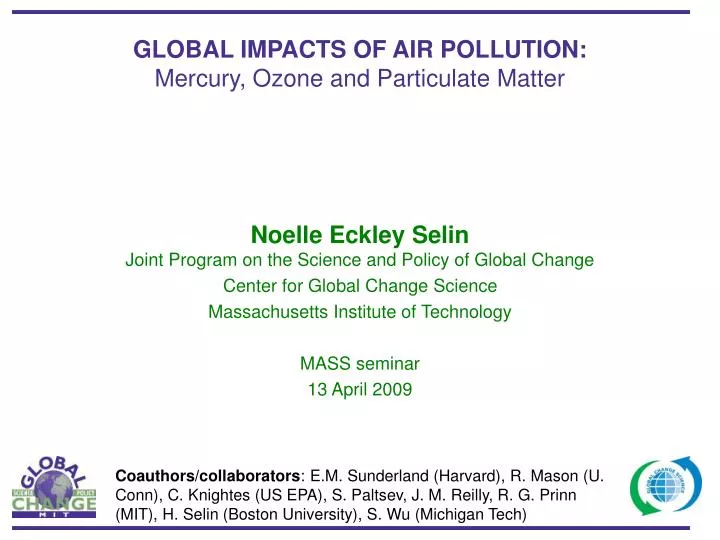 global impacts of air pollution mercury ozone and particulate matter