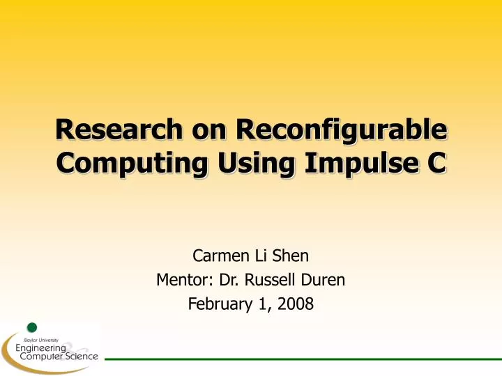 research on reconfigurable computing using impulse c