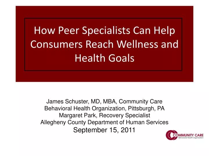 how peer specialists can help consumers reach wellness and health goals