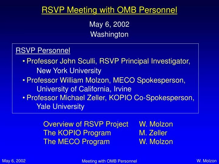 rsvp meeting with omb personnel