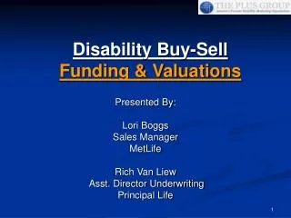 Disability Buy-Sell Funding &amp; Valuations
