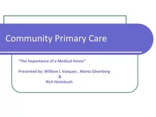 Community Primary Care
