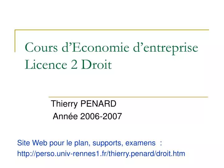 cours d economie d entreprise licence 2 droit