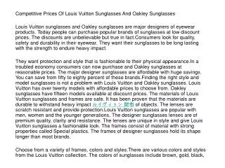 Competitive Prices Of Louis Vuitton Sunglasses And Oakley Su