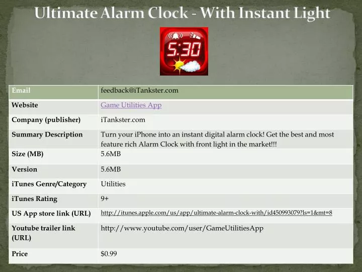 ultimate alarm clock with instant light