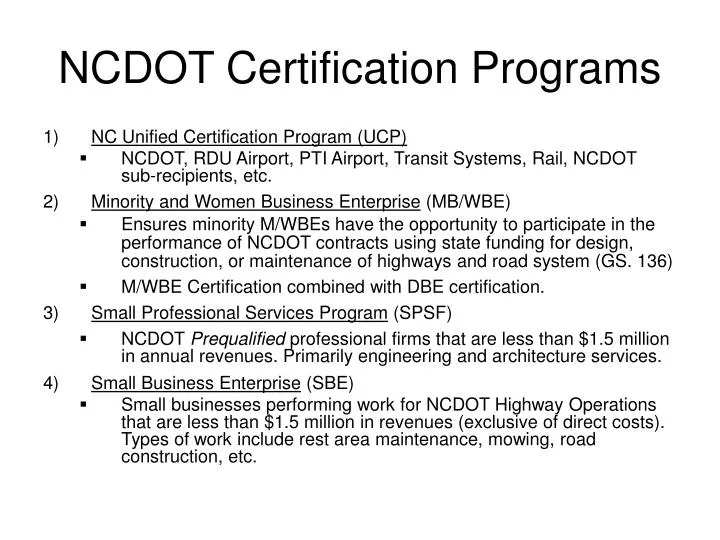 ncdot certification programs