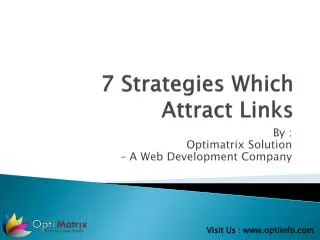 Strategies Which Attract Links