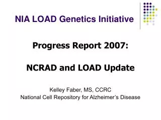 NIA LOAD Genetics Initiative