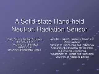 A Solid-state Hand-held Neutron Radiation Sensor