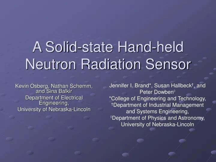 a solid state hand held neutron radiation sensor