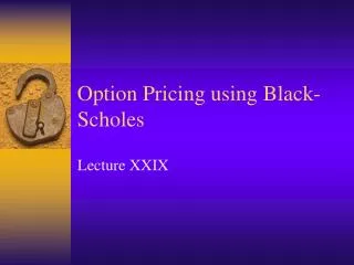option pricing using black scholes