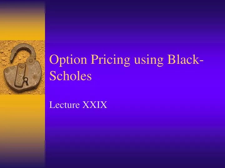 option pricing using black scholes