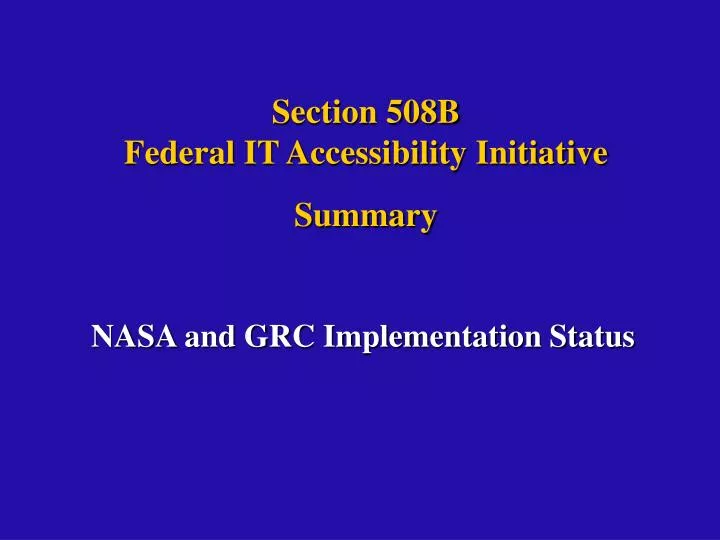 section 508b federal it accessibility initiative summary