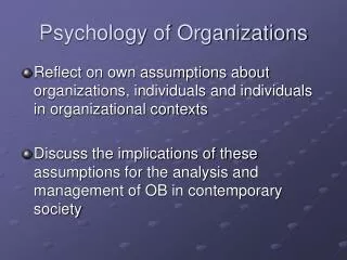 Psychology of Organizations