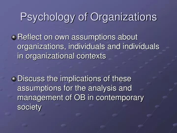 psychology of organizations