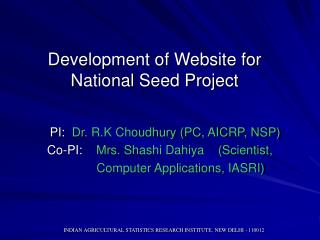 Development of Website for National Seed Project