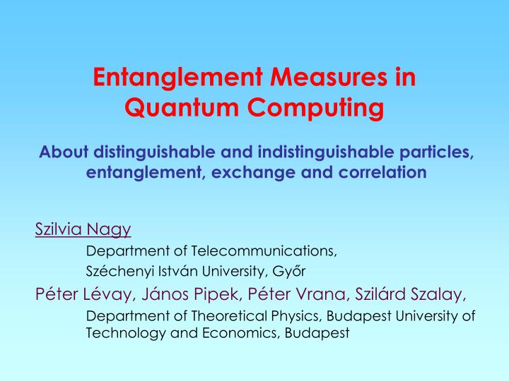 entanglement measures in quantum computing