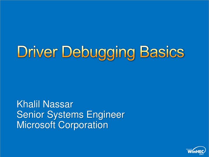 driver debugging basics