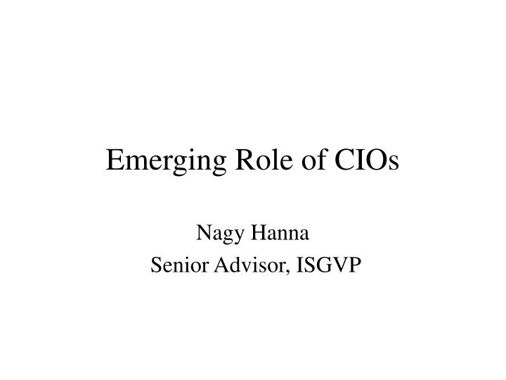 emerging role of cios