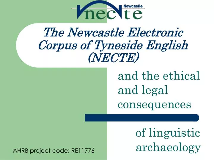 the newcastle electronic corpus of tyneside english necte