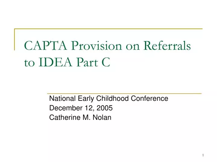 capta provision on referrals to idea part c