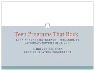 Teen Programs That Rock