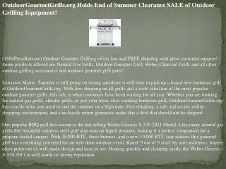 outdoorgourmetgrills.org holds end of summer clearance sale