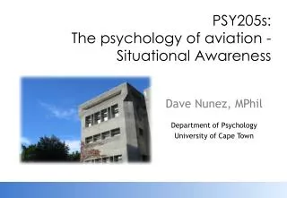 PSY205s: The psychology of aviation - Situational Awareness