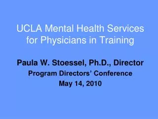 UCLA Mental Health Services for Physicians in Training